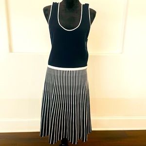 Navy and white knit tank dress